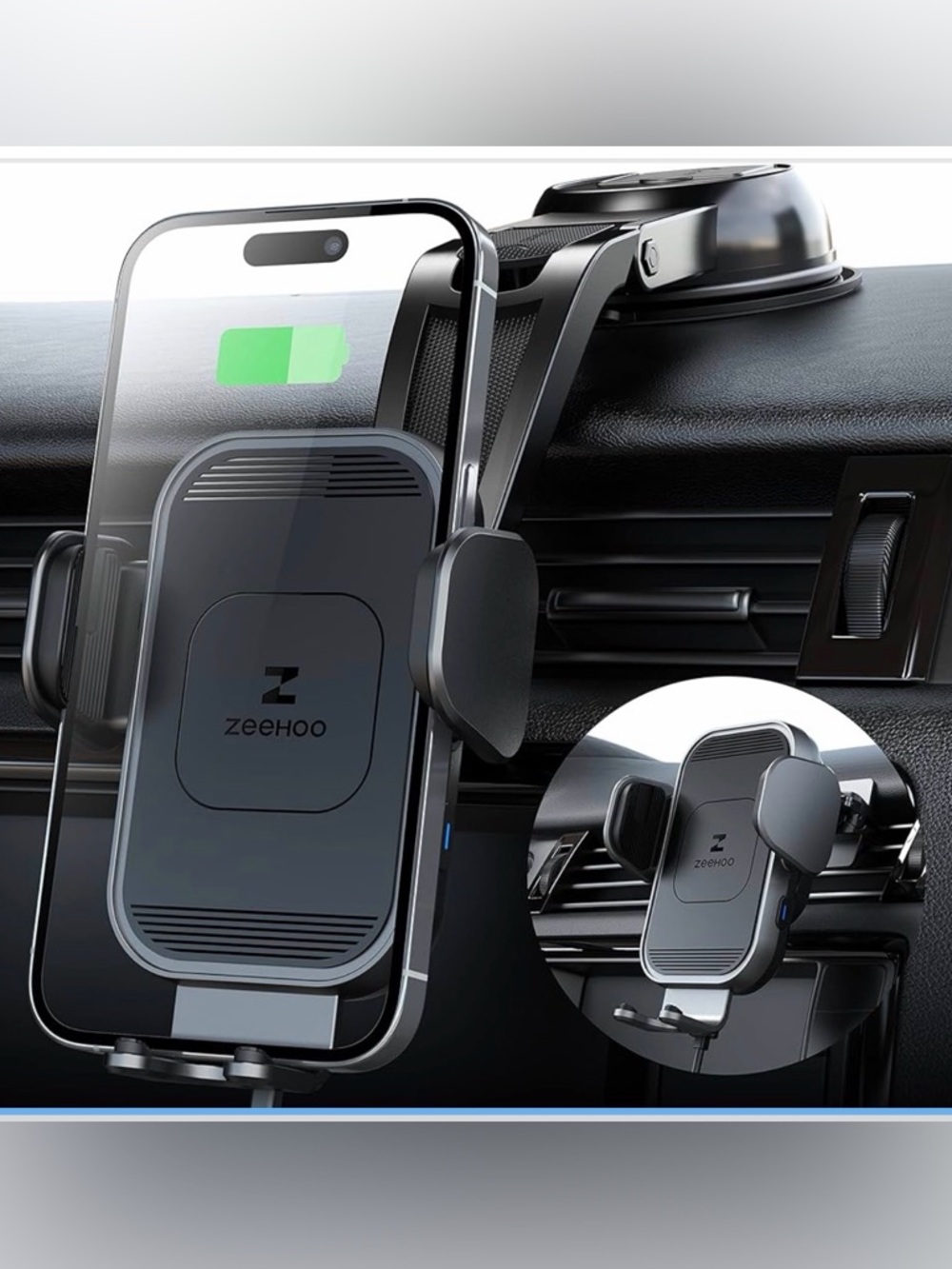 ZeeHoo Black Wireless Car Phone Charger Mount